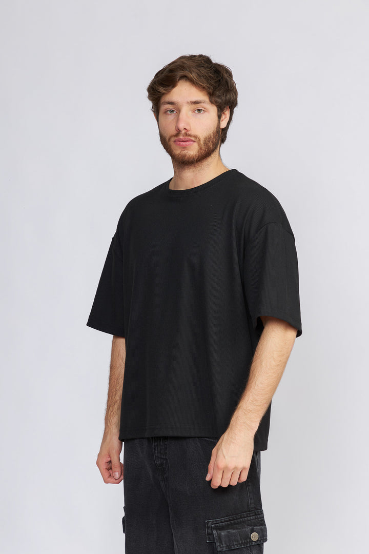 POLO OVERSIZE NEGRO - WAFFLE