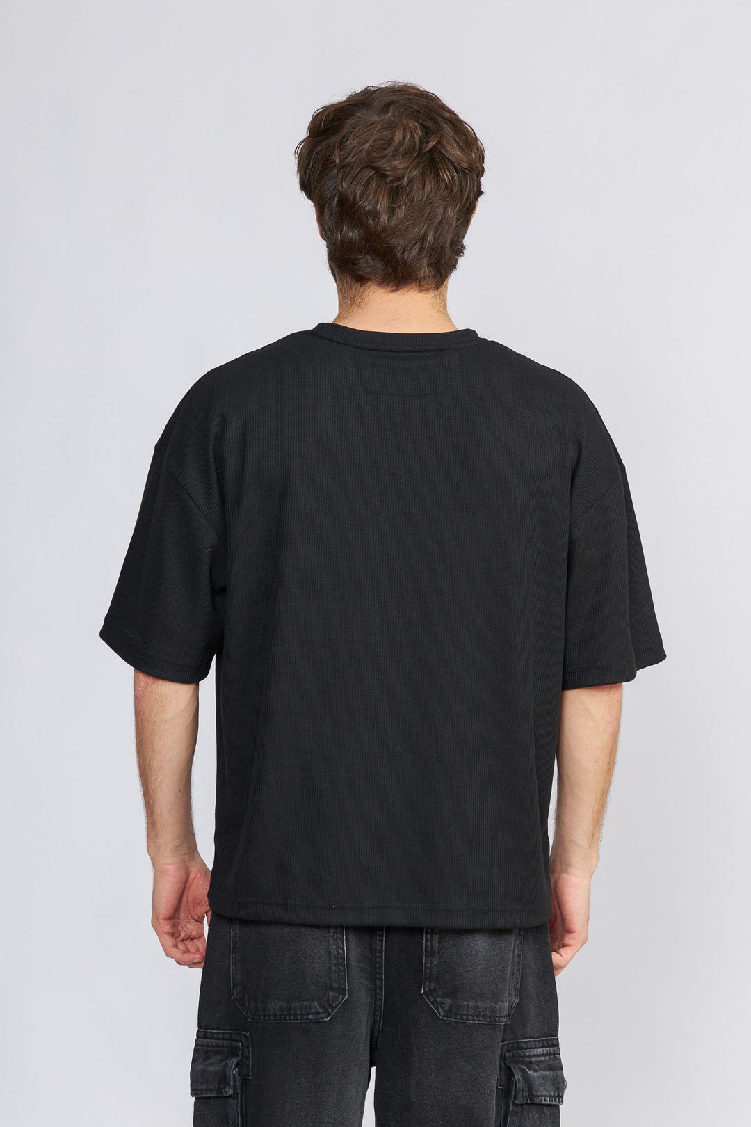 POLO OVERSIZE NEGRO - WAFFLE