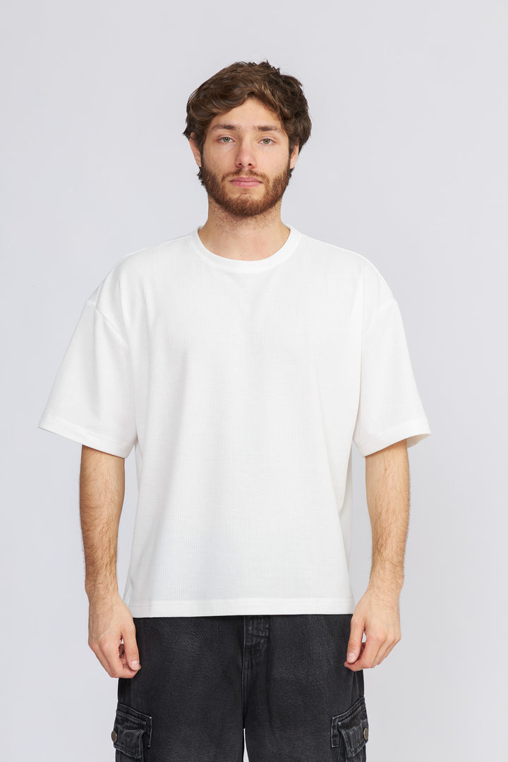 POLO OVERSIZE BLANCO  - WAFFLE