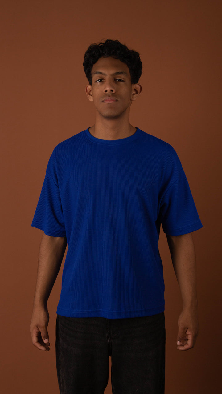 POLO OVERSIZE WAFFLE AZUL