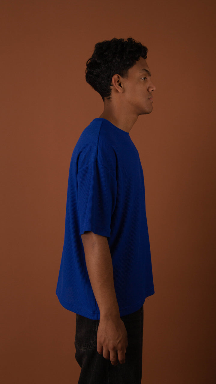 POLO OVERSIZE WAFFLE AZUL