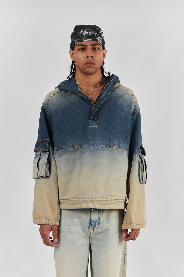 HOODIE DENIM MUD DYE