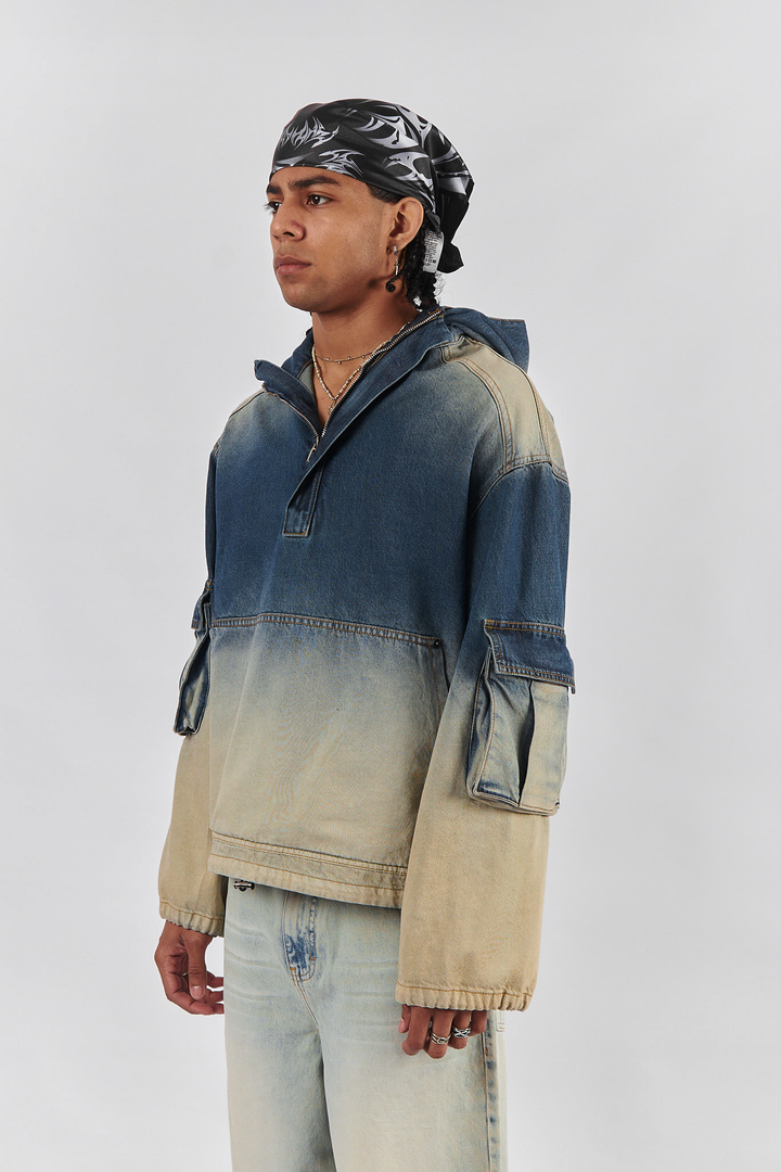 HOODIE DENIM MUD DYE