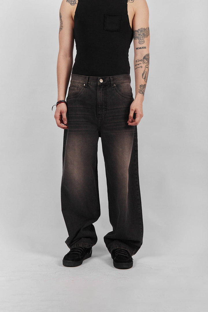 DENIM BAGGY WASHED BLACK