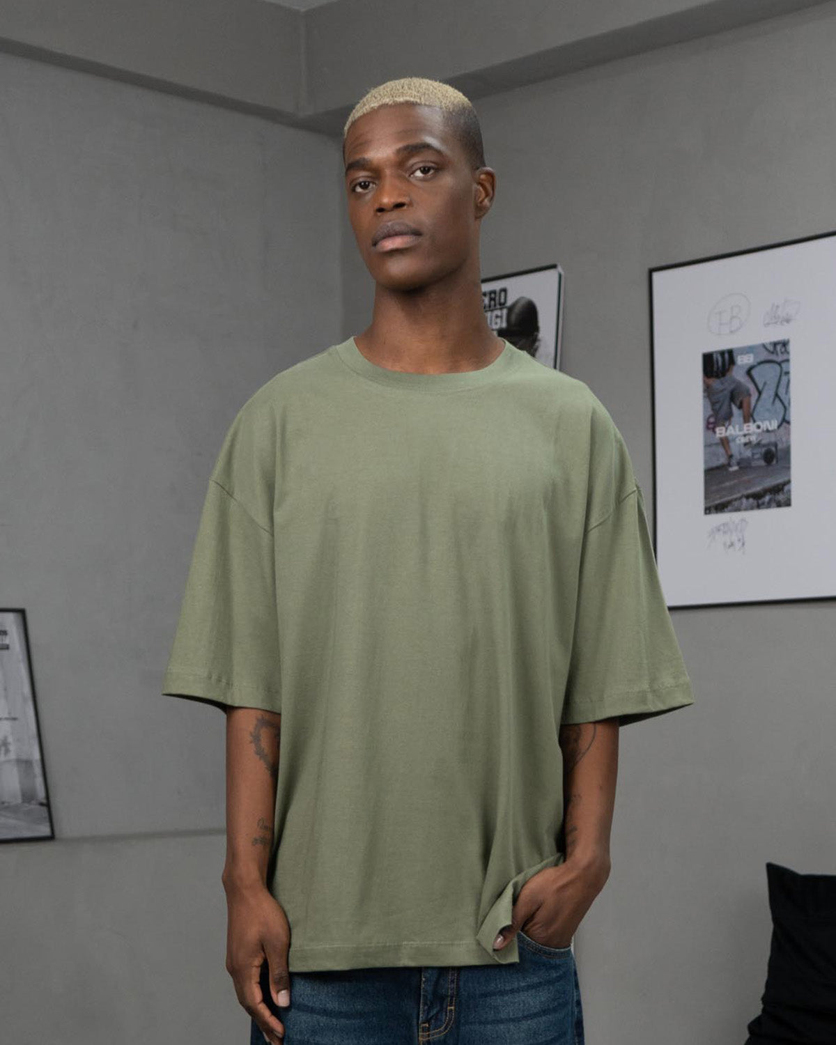 Military Green Oversized Polo Shirt