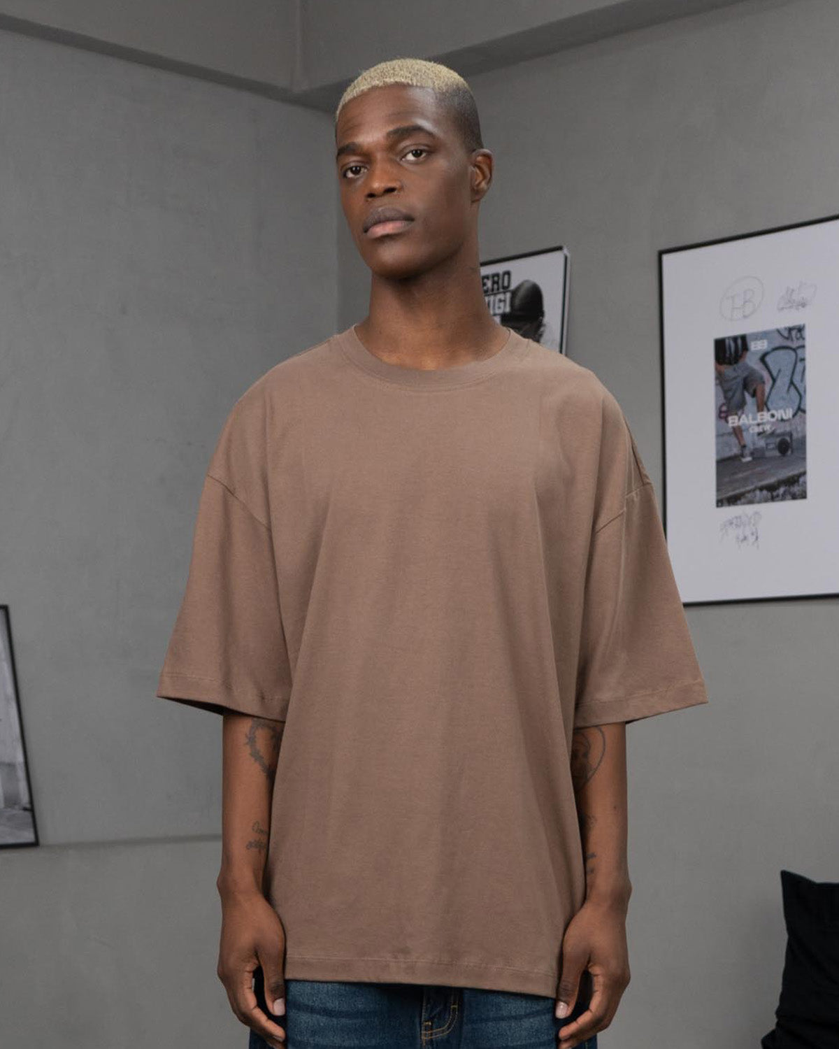 BROWN OVERSIZED POLO SHIRT