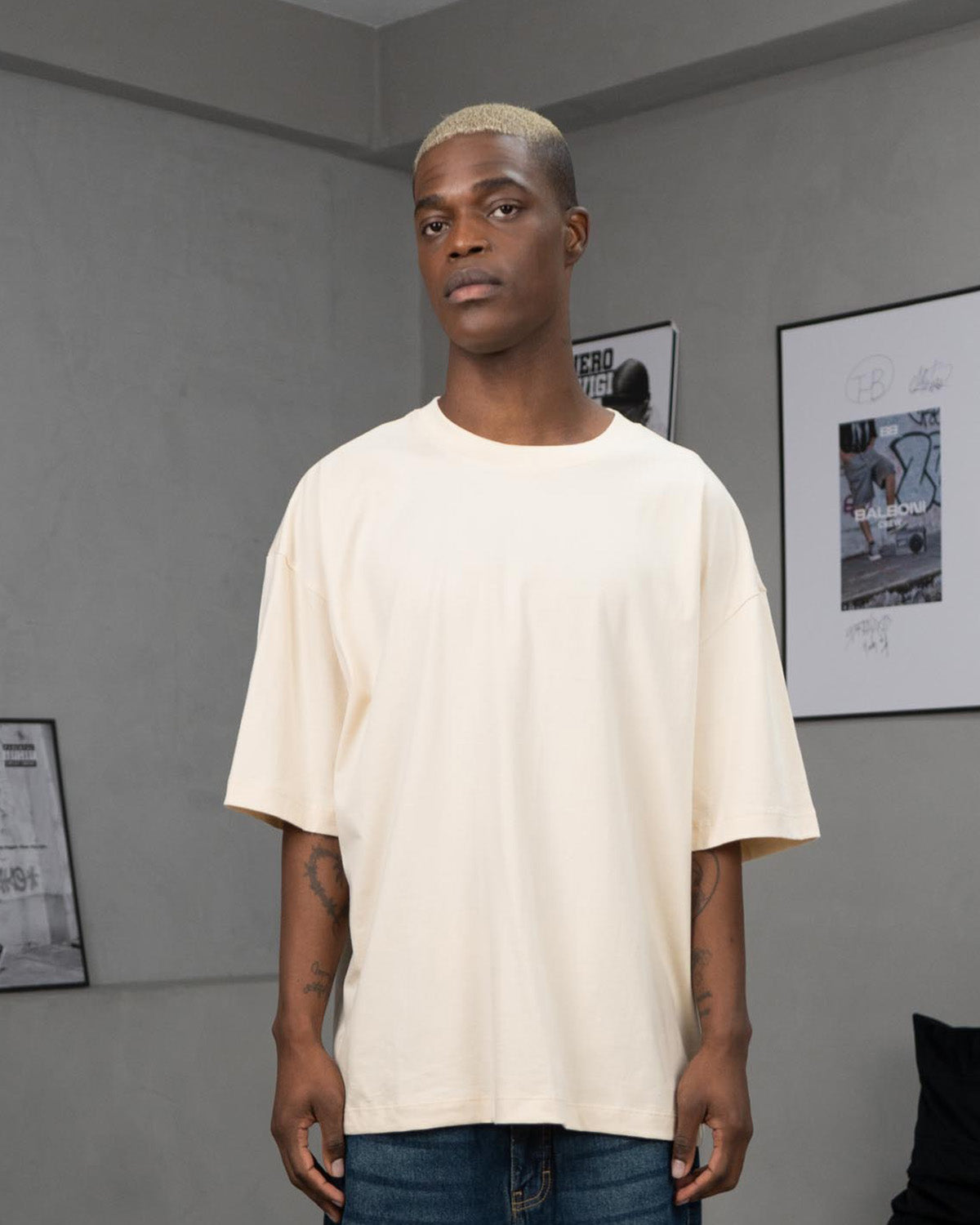 Beige Oversized Polo Shirt