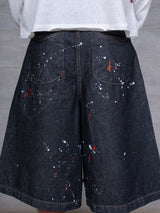 SPLASH RAW DENIM SHORTS