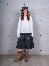 SPLASH RAW DENIM SHORTS