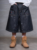 SPLASH RAW DENIM SHORTS