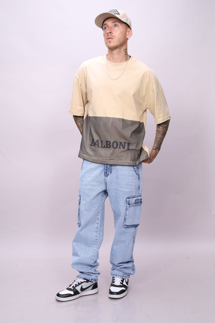POLO OVERSIZE MALLA BEIGE