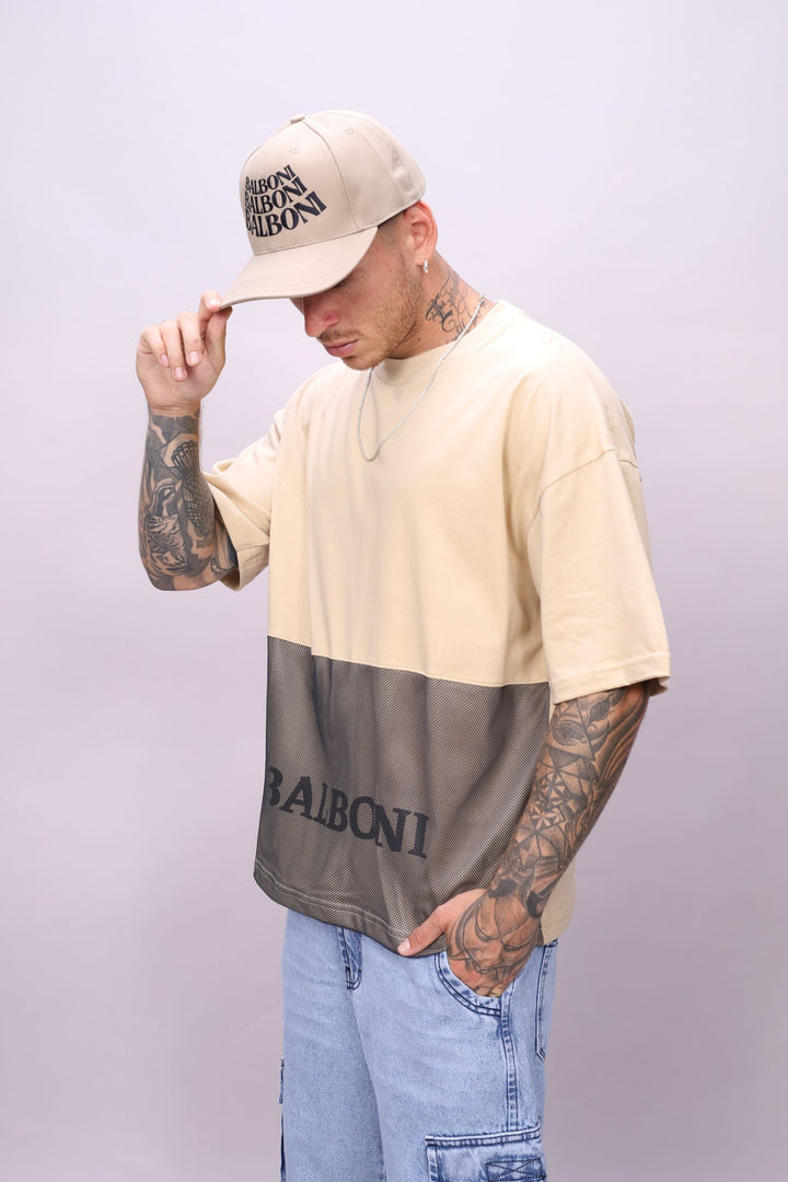 POLO OVERSIZE MALLA BEIGE